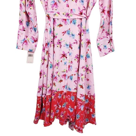 NWT Nanette Lepore Floral Multiprint Button Up Collated Shirt Midi Dress - Picture 9 of 13